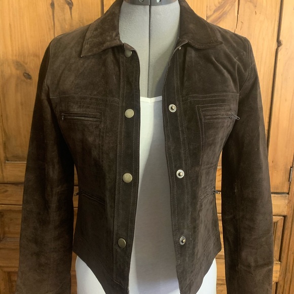 Halogen Jackets & Blazers - Genuine Suede Halogen chocolate brown leather jacket XS